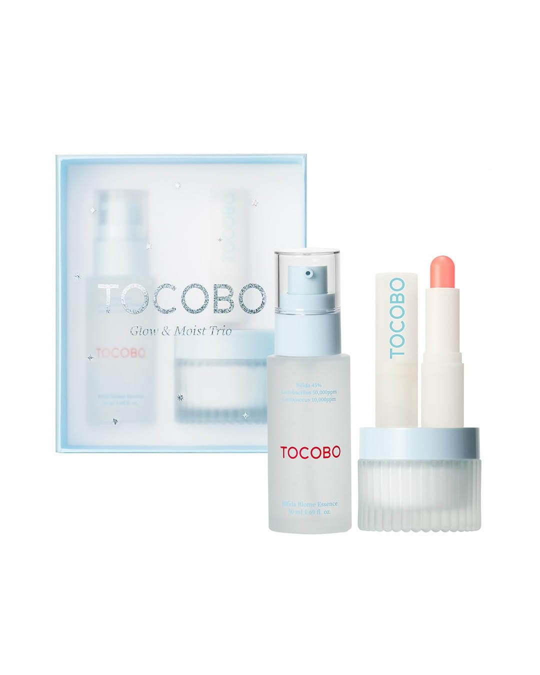 TOCOBO - Kit Hidratante Facial Coreano Glow & Moist Trio | Esencia Bifida, Crema Ceramidas y B&aacute;lsamo Labial Hidratante image number null