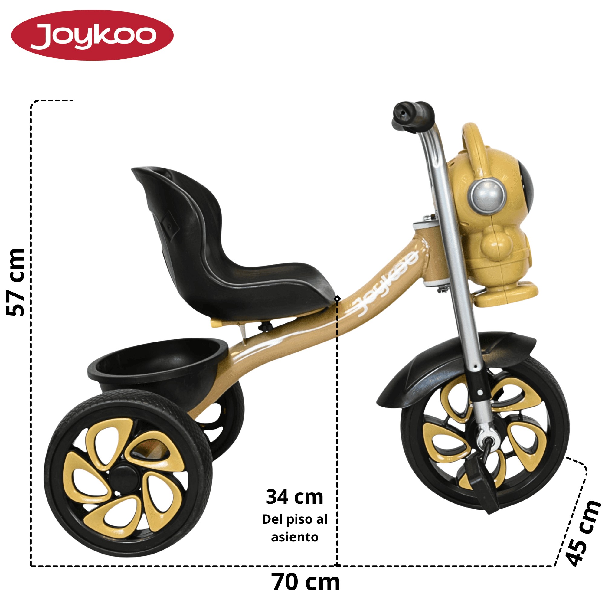 Triciclo para Ni&ntilde;os Astronauta con Luz Sonido Ruedas de Eva Canasta Trasera a partir de 2 A&ntilde;os Soporta 20 kg - Dorado image number null
