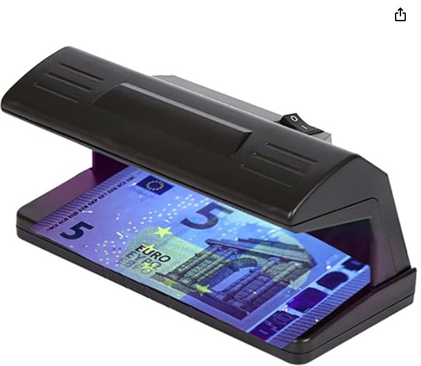 M&aacute;quina de billetes falsos con detector UV de dinero Detector de billetes falsificados para pasaporte, dinero, tarjetas de cr&eacute;dito e identificaciones image number null