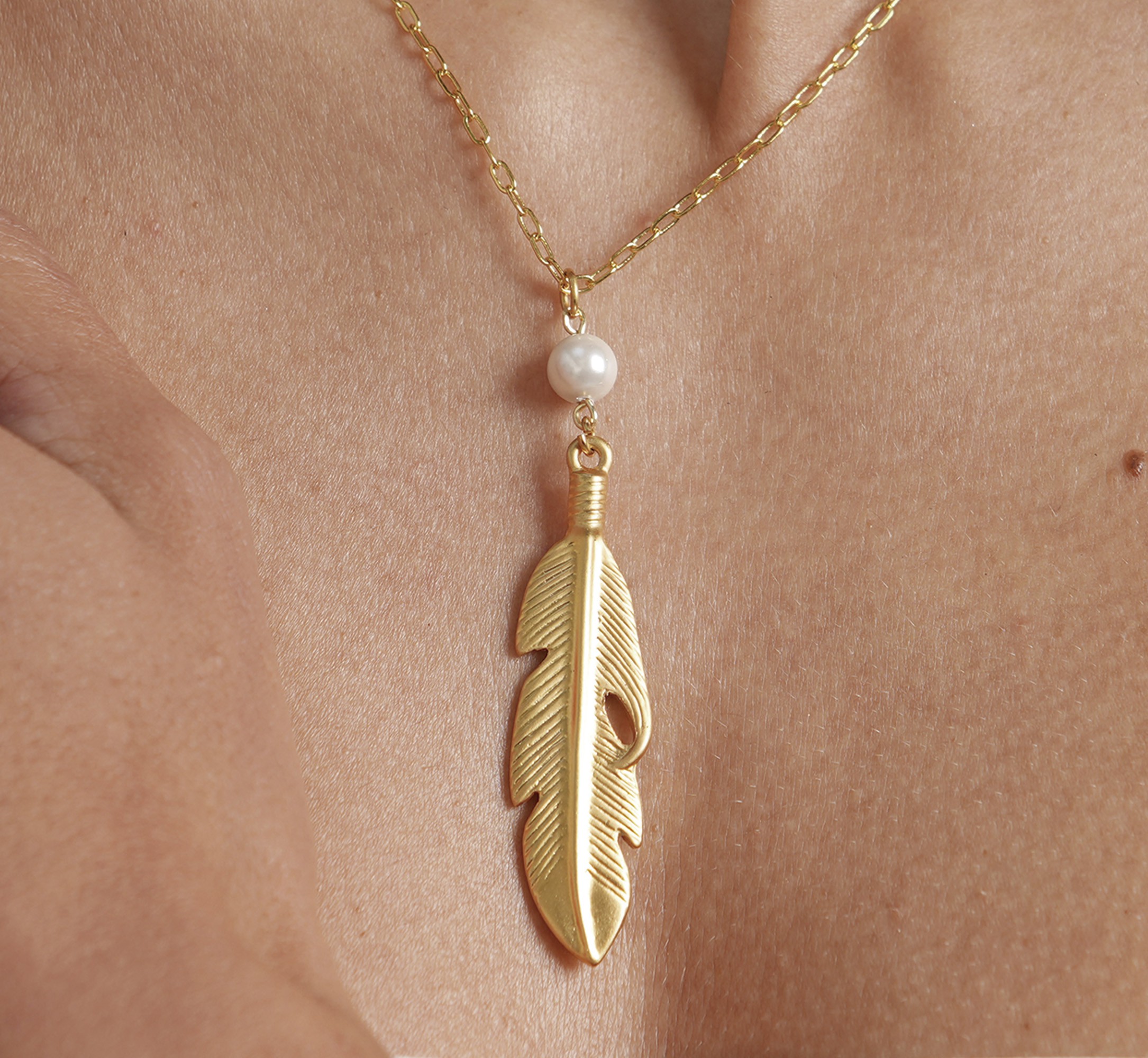 Collar dije pluma perla elegante regalo mujer VANGANIA image number null