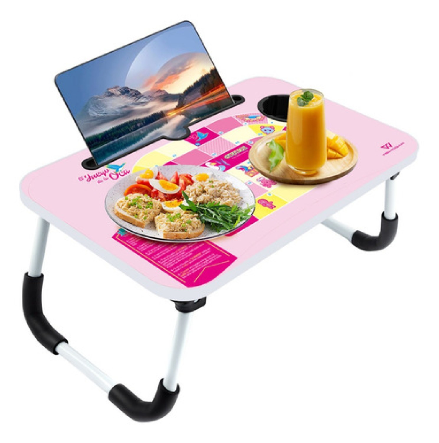 Mesa Plegable Portafolio De Madera Soporte Laptop Port&aacute;til negro/rosa image number null