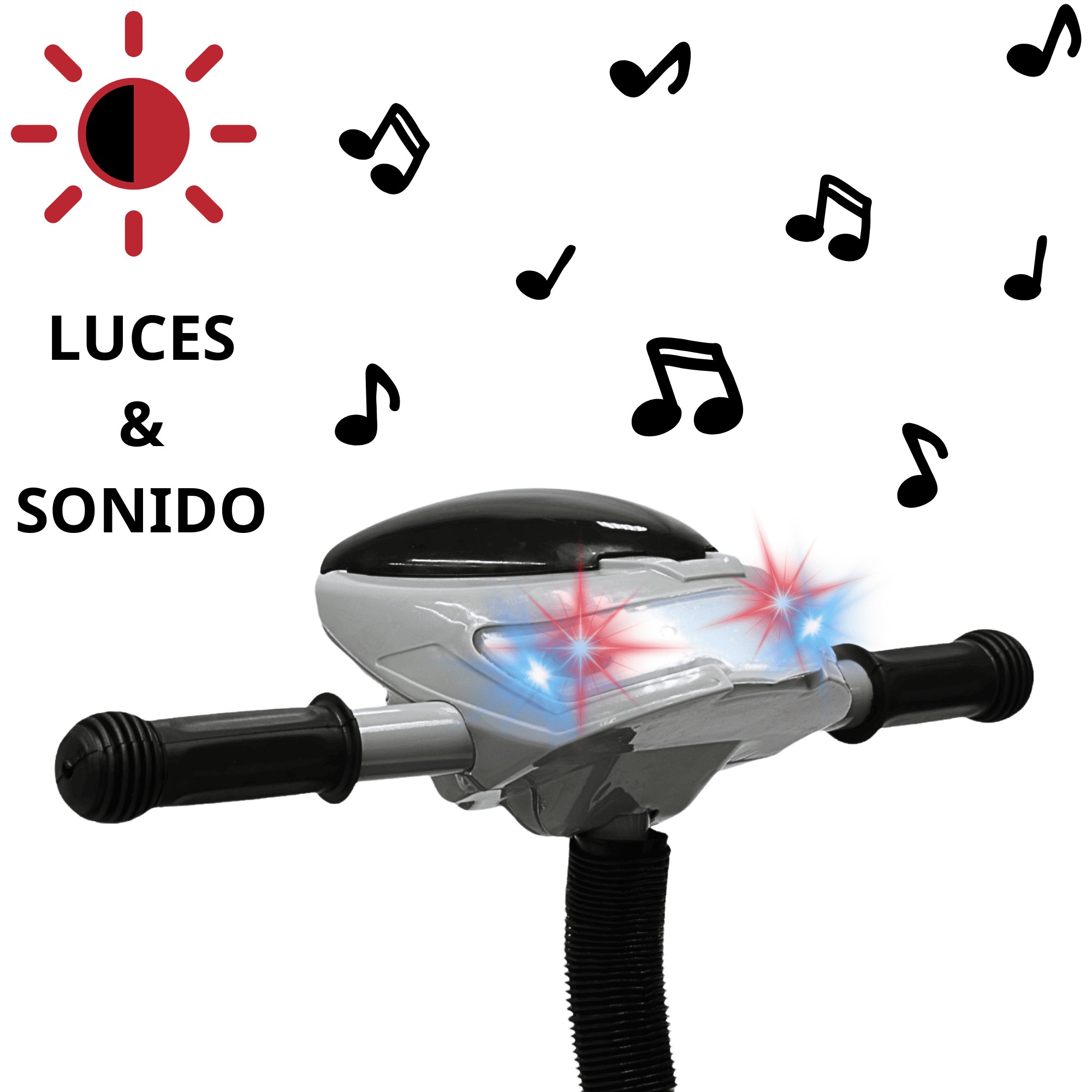 Triciclo para Ni&ntilde;os Dos Asientos Torreta con Luz y Sonido Ruedas de Goma Apto a partir de 2 A&ntilde;os - Gris image number null