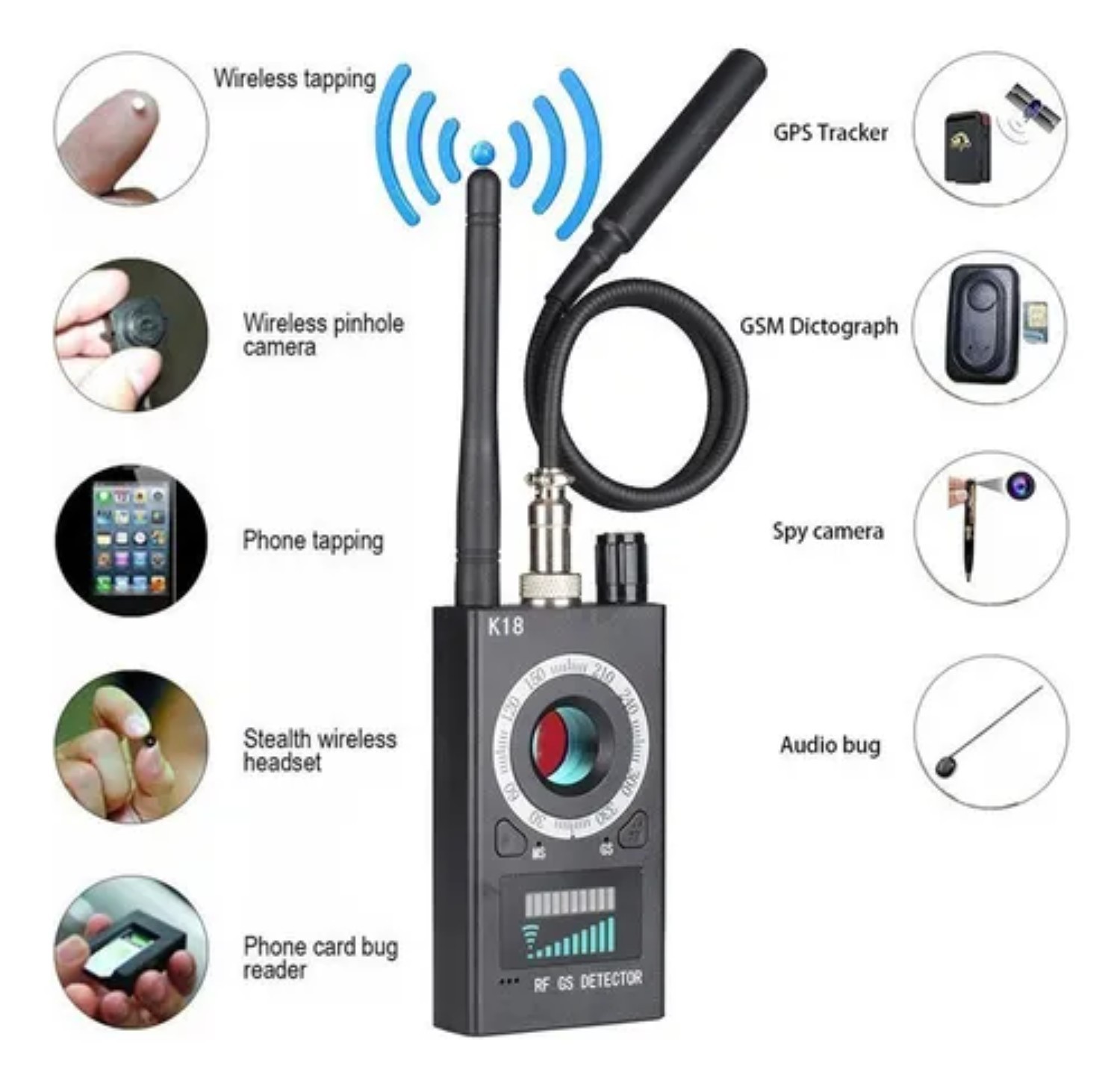 Detector Profesional Camaras Espias Gps Microfono Se&ntilde;al Rf image number null