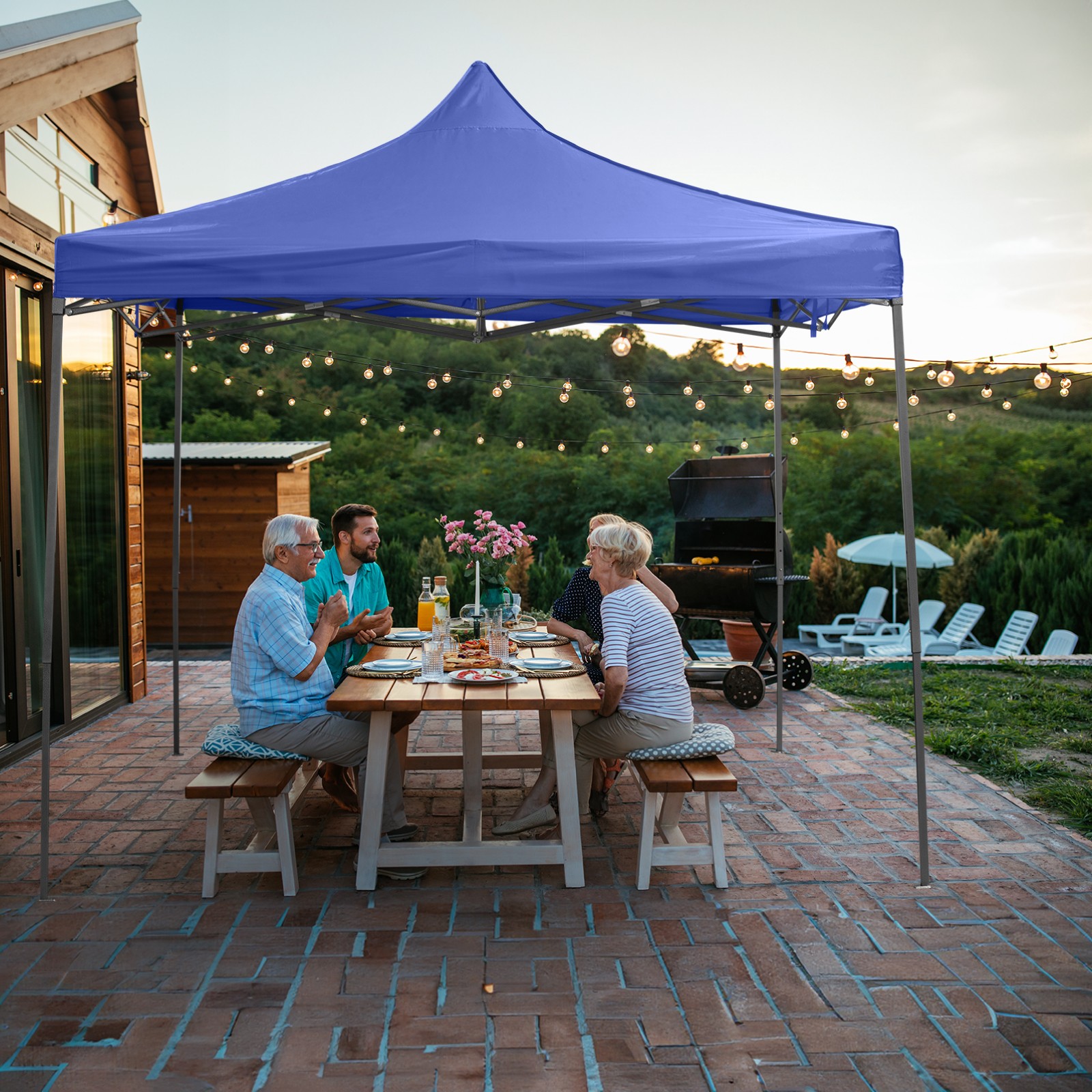 Carpa Toldo Plegable 3x3 Impermeable Retractil Jardin Onof Azul image number null