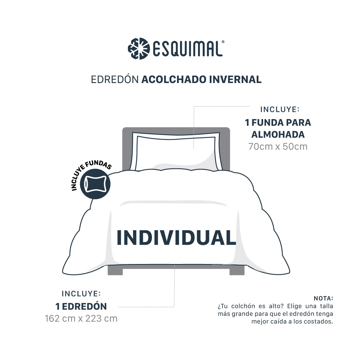Edred&oacute;n Invernal Cobertor Individual + Fundas Balam ESQUIMAL. image number null