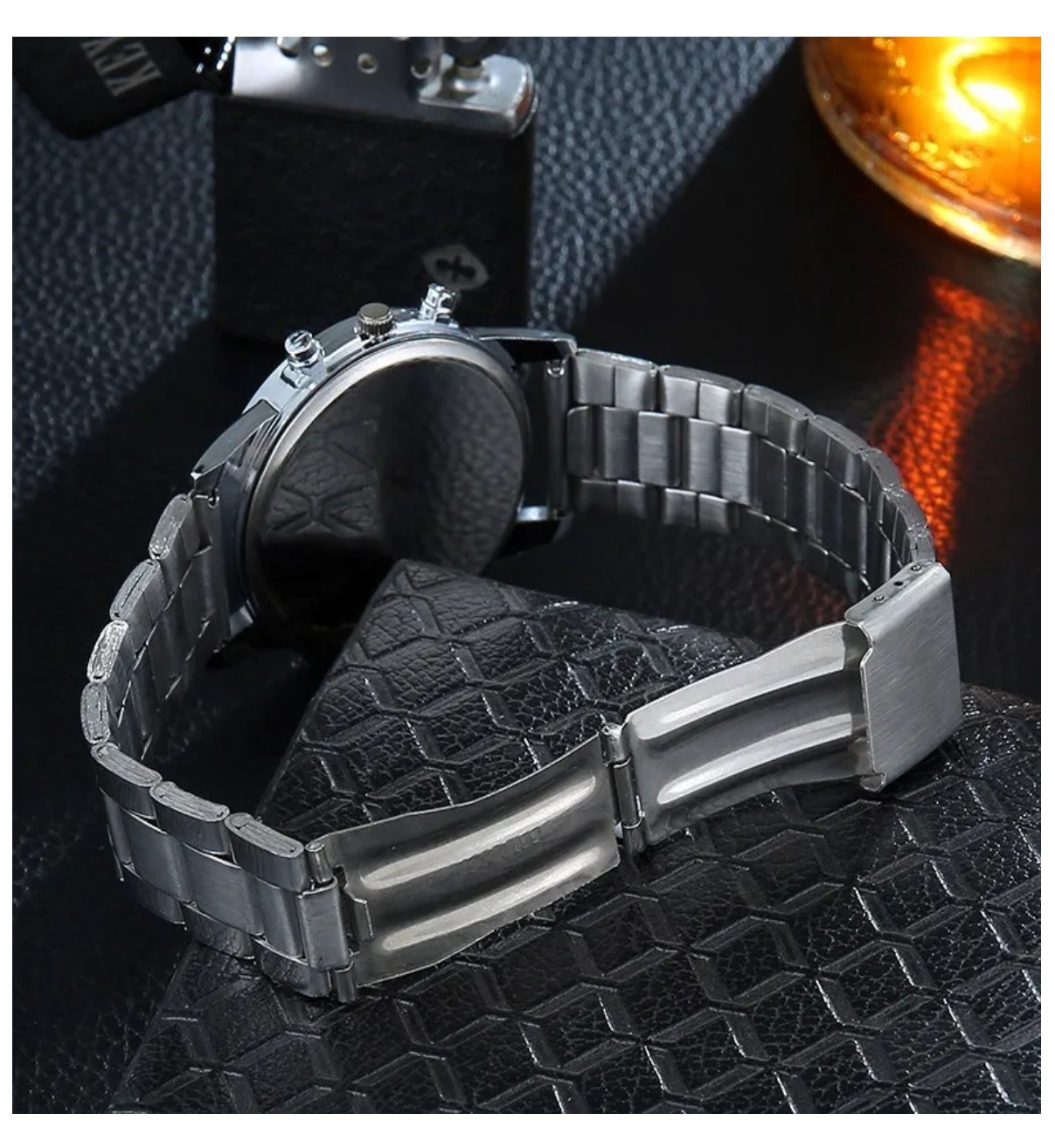 Moda Para Hombre Reloj Nuevo Belug Original Correa Met&aacute;lica Hombre Plata image number null