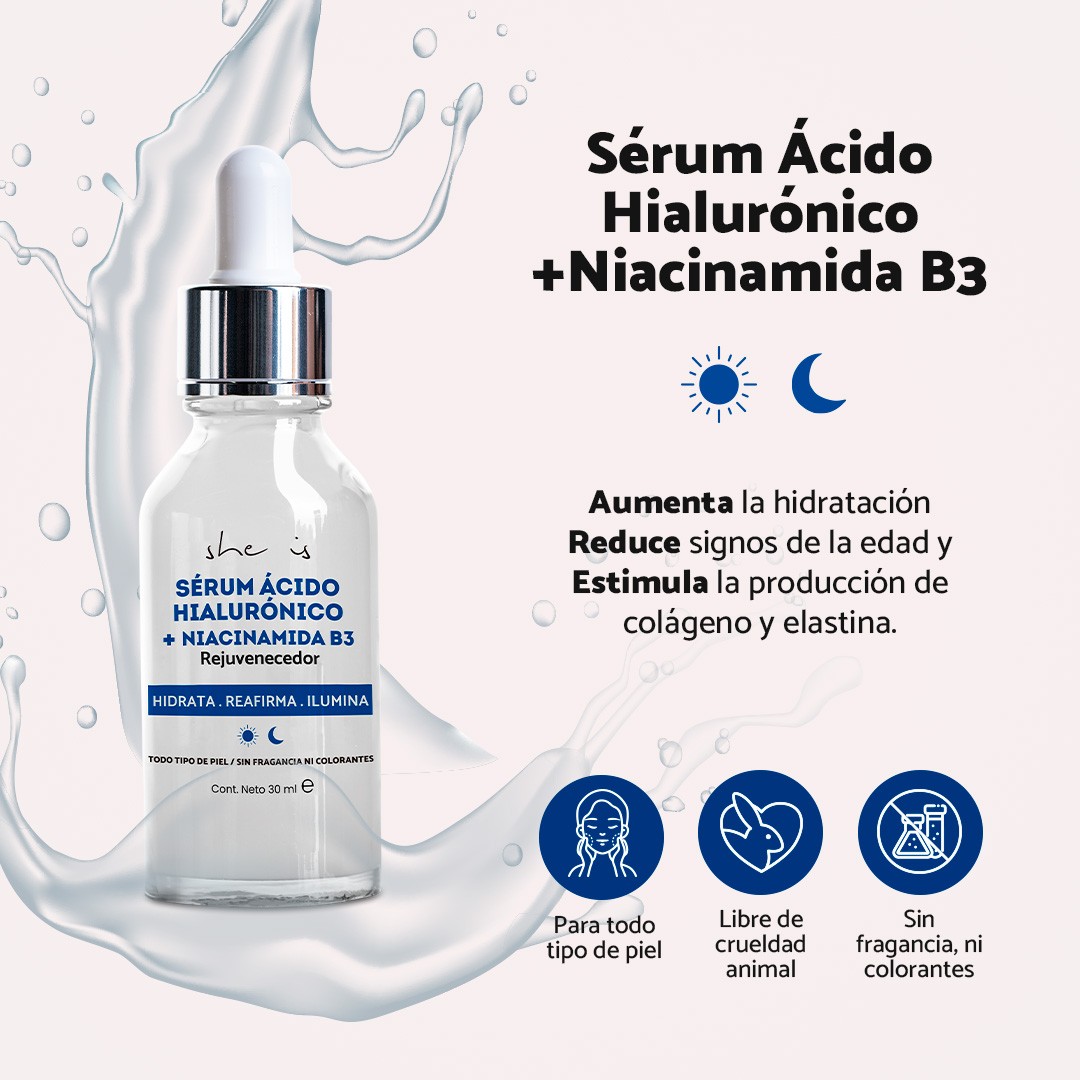 Set Facial Antiedad (Serum &Aacute;cido Hialur&oacute;nico + Crema Revitalizante) She is skincare image number null