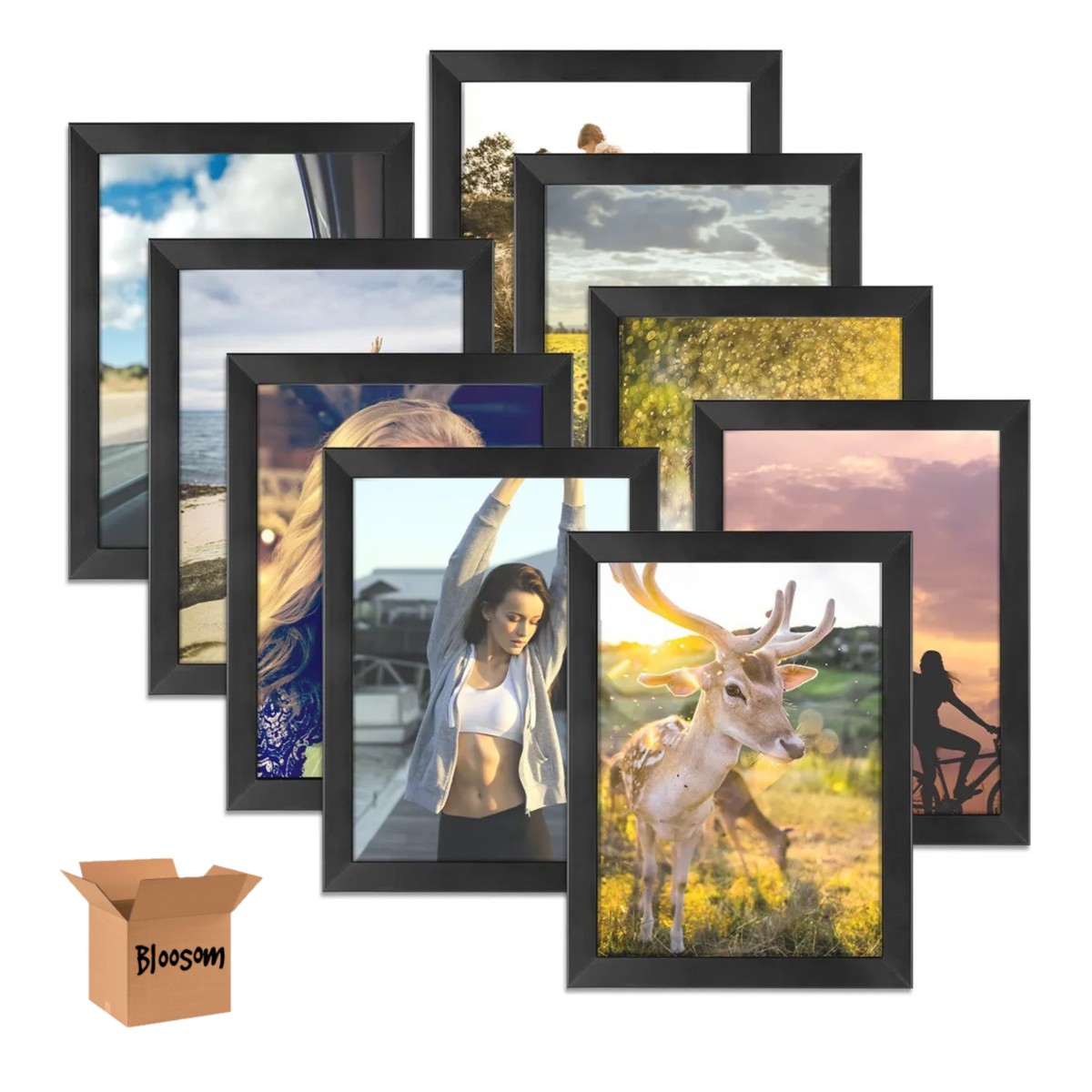 9pcs Fotos Marco , Portarretrato Decoraci&oacute;n De Cuarto Negro image number null