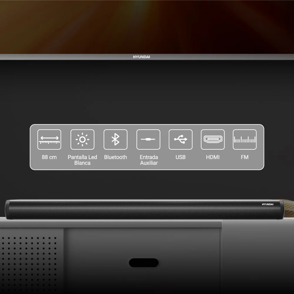Barra de Sonido Hyundai HYSB336 80W 2 CH Negra image number null