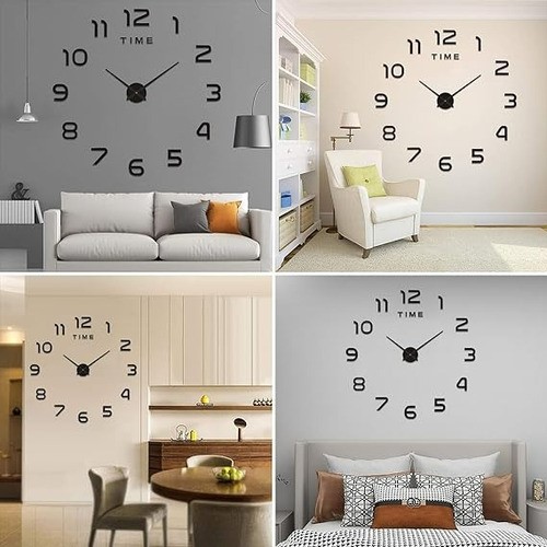 Reloj De Pared Digital 3d Moderno Y Grande De 110 cm Negro. image number null