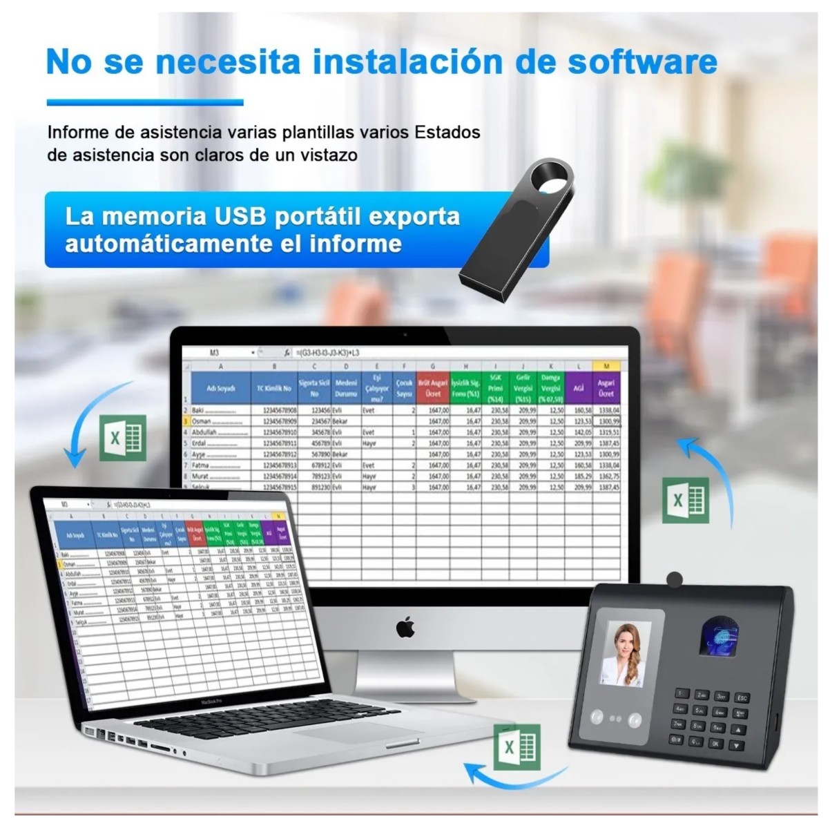 Reloj Checador Biom&eacute;trico 3 En 1 Con Detecci&oacute;n Dactilar Y Facial Negro image number null