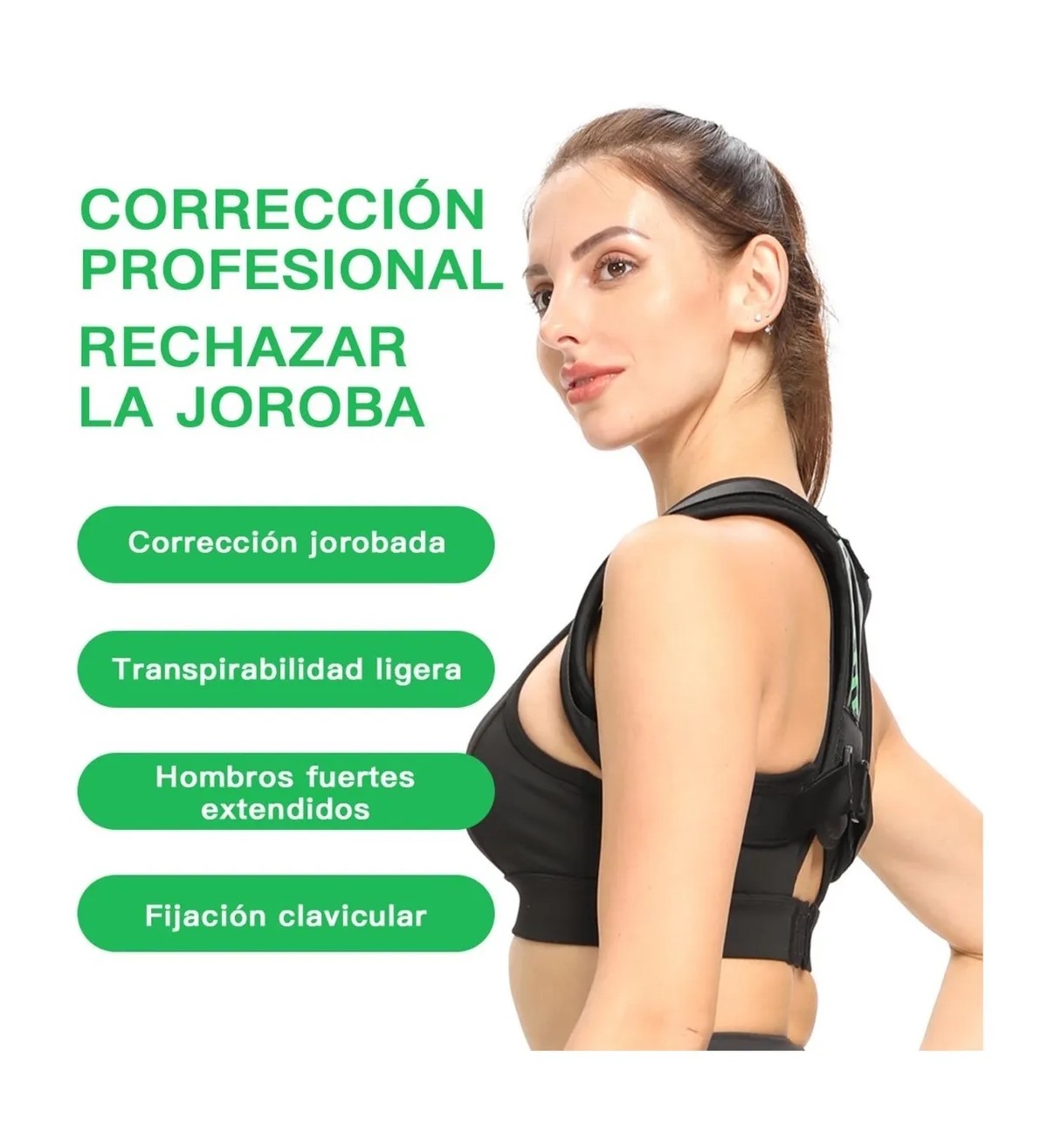 Corrector Postura Espalda Para Hombre Y Mujer Ajustable Faja M Negro Malubero image number null