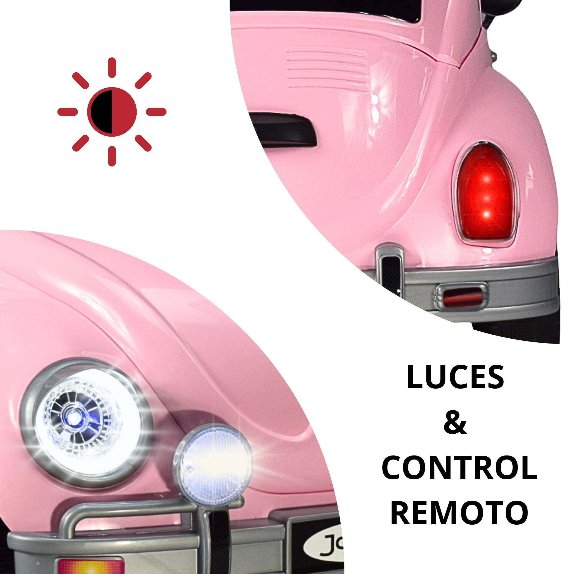 Montable para Ni&ntilde;os Vocho Electrico Control Remoto luz 12V - ROSA image number null