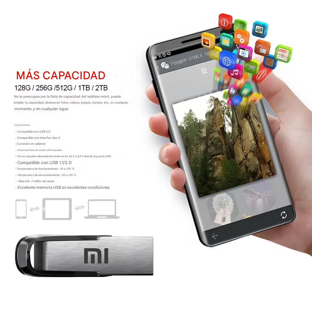 Unidades Flash USB 2TB negro memoria resistente agua datos USB 3,0 alta velocidad Metal pl&aacute;stico pc image number null