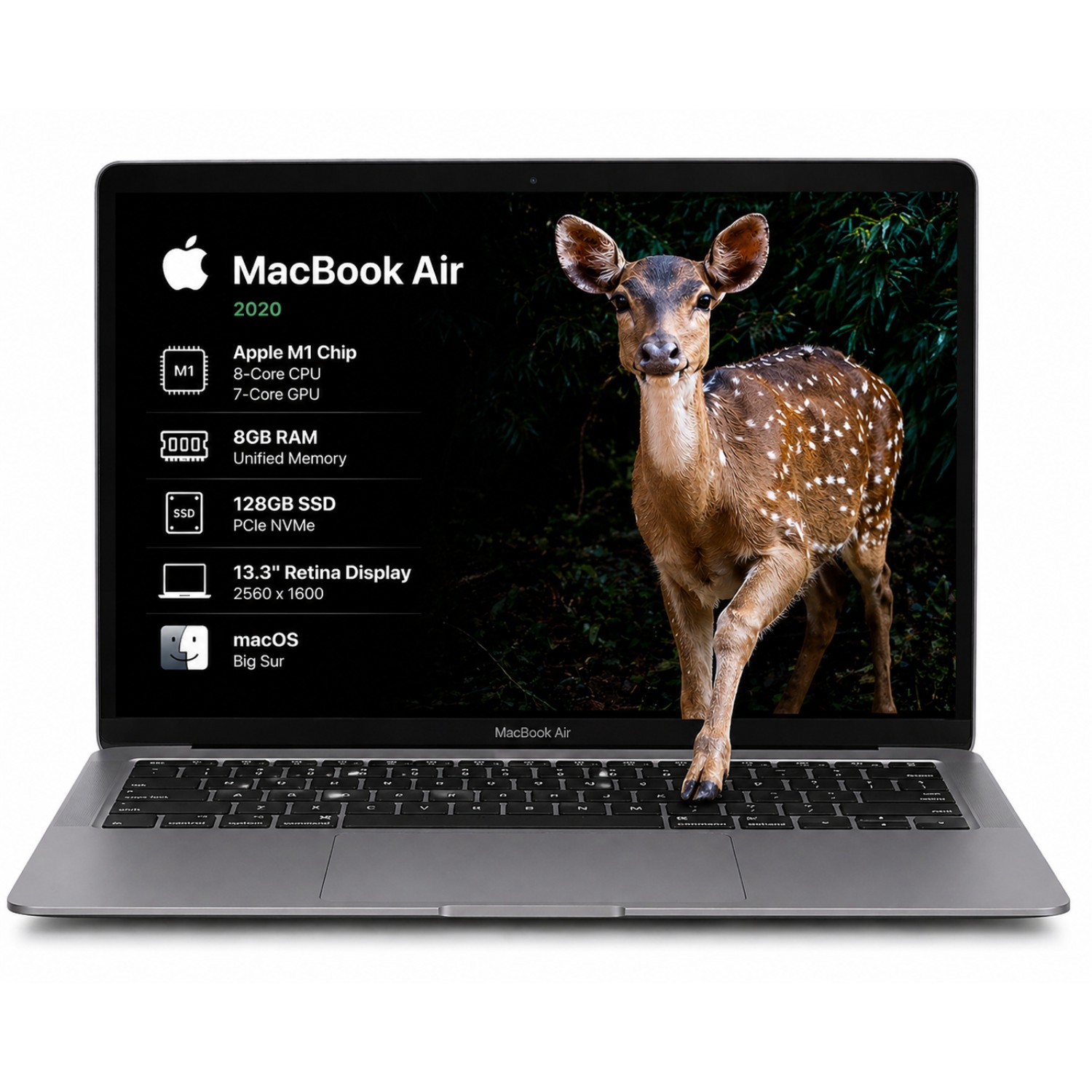 MacBook Air 13.3, Apple (2020) M1 Chip, 8GB RAM, 128GB SSD - Gris espacial (Reacondicionado) image number null