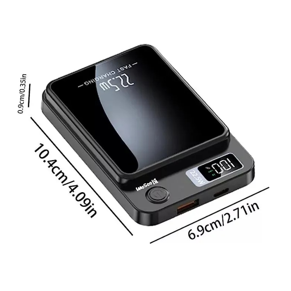 Power Bank Inal&aacute;mbrico Magn&eacute;tico 10000mah 5.0a 22.5w Usb-c Negro image number null