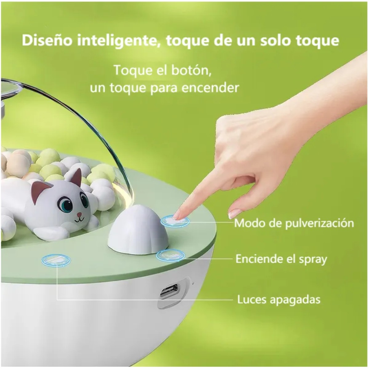 Humidificador De Aire Difusor De Aroma El&eacute;ctrico 220ml Verde Claro image number null