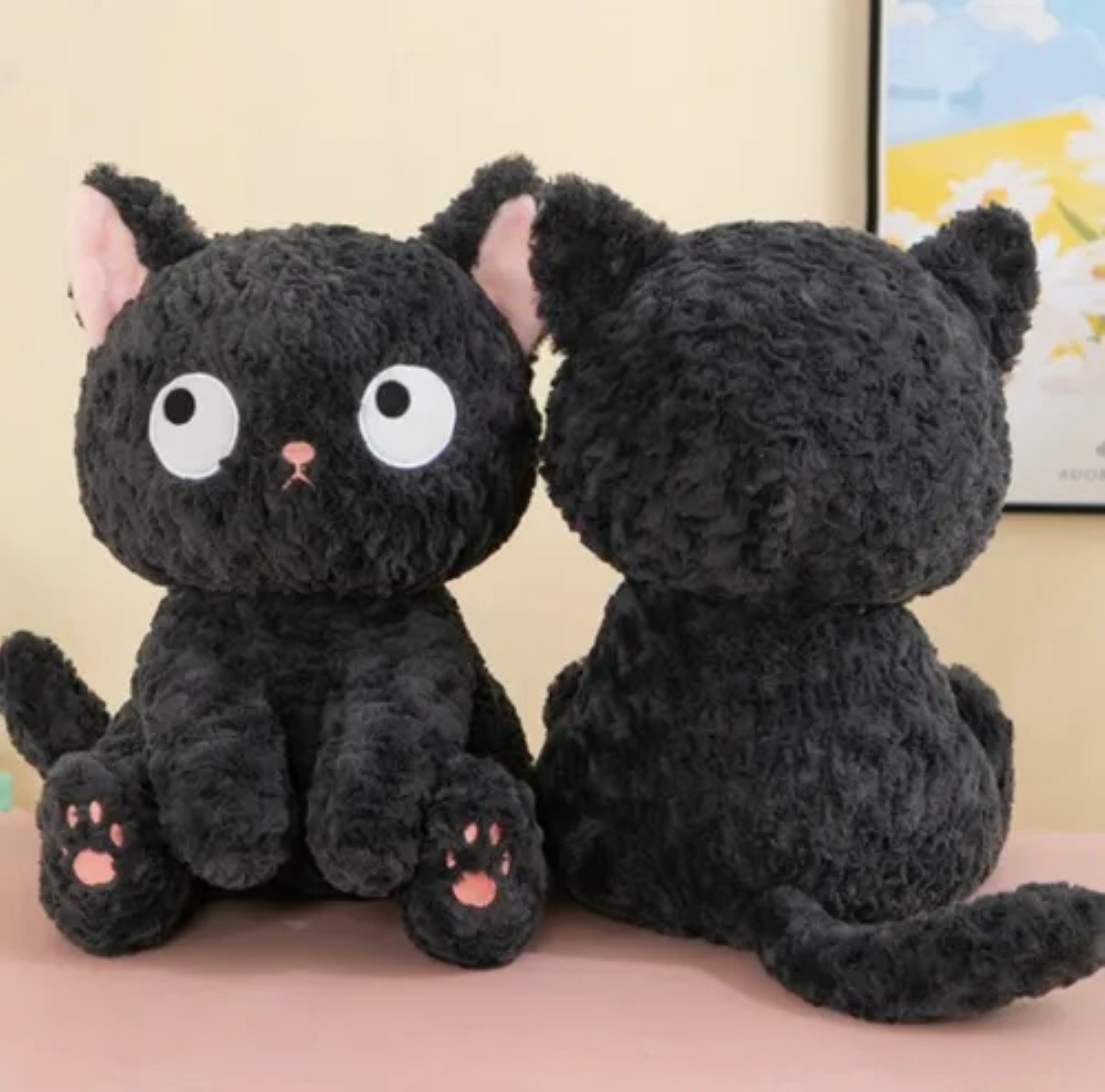 Peluche Gato Ojos Saltones Negro image number null