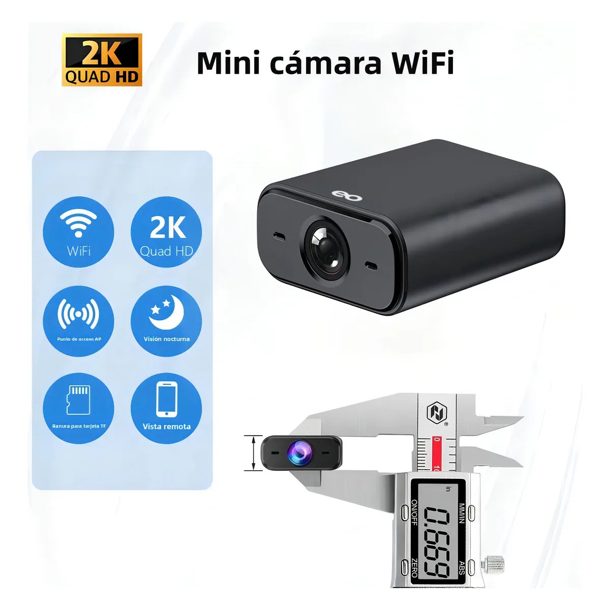 2k Mini C&aacute;mara Esp&iacute;a Inal&aacute;mbrico Wifi Recargable Con Bater&iacute;a image number null