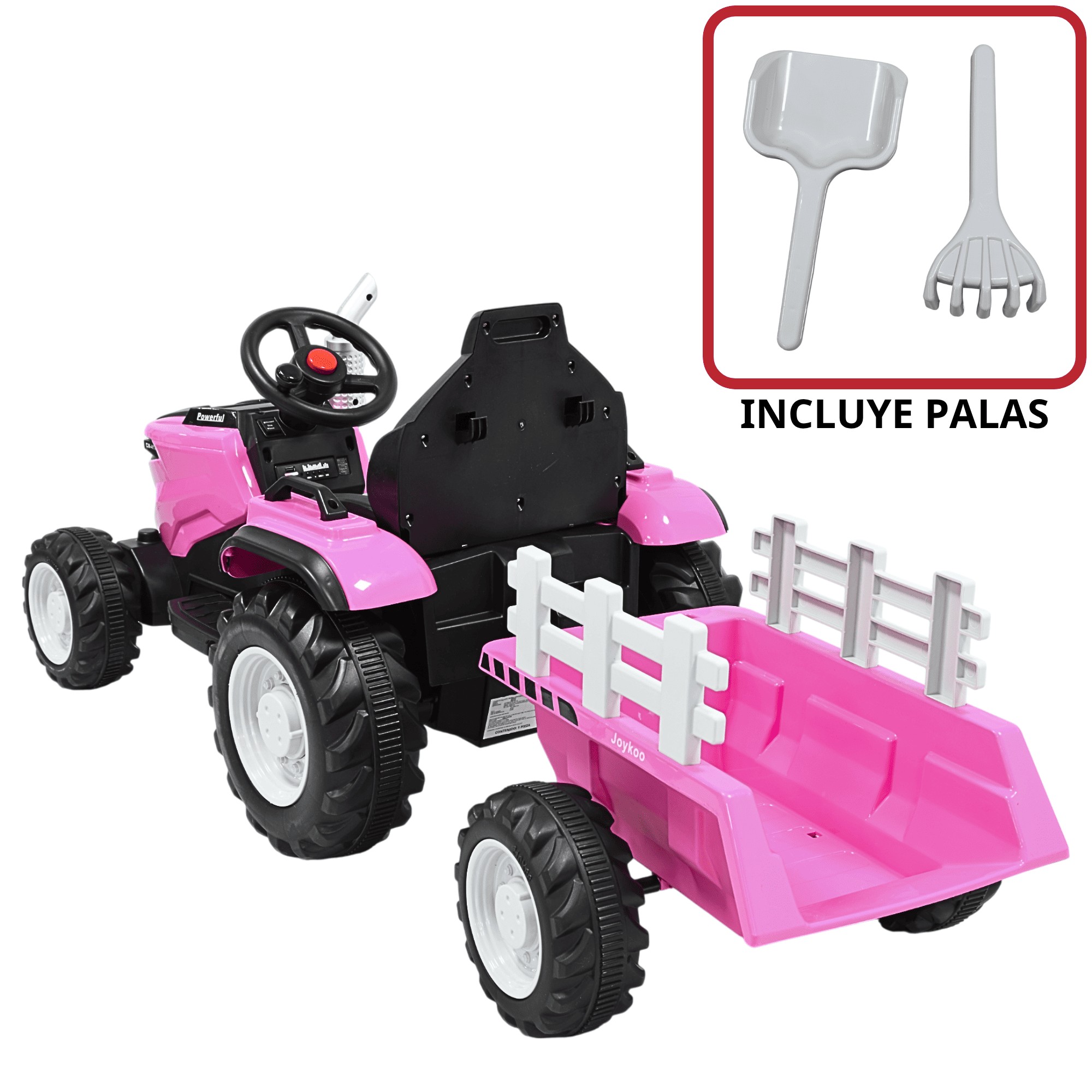 Montable Electrico para Ni&ntilde;os Tractor de Granja con Bater&iacute;a 12v Control Remoto Luz y Sonido Bluetooth - Rosa image number null