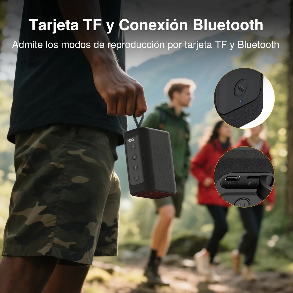 Bocina Bluetooth Port&aacute;til 7w Peque&ntilde;o Altavoz Negro image number null