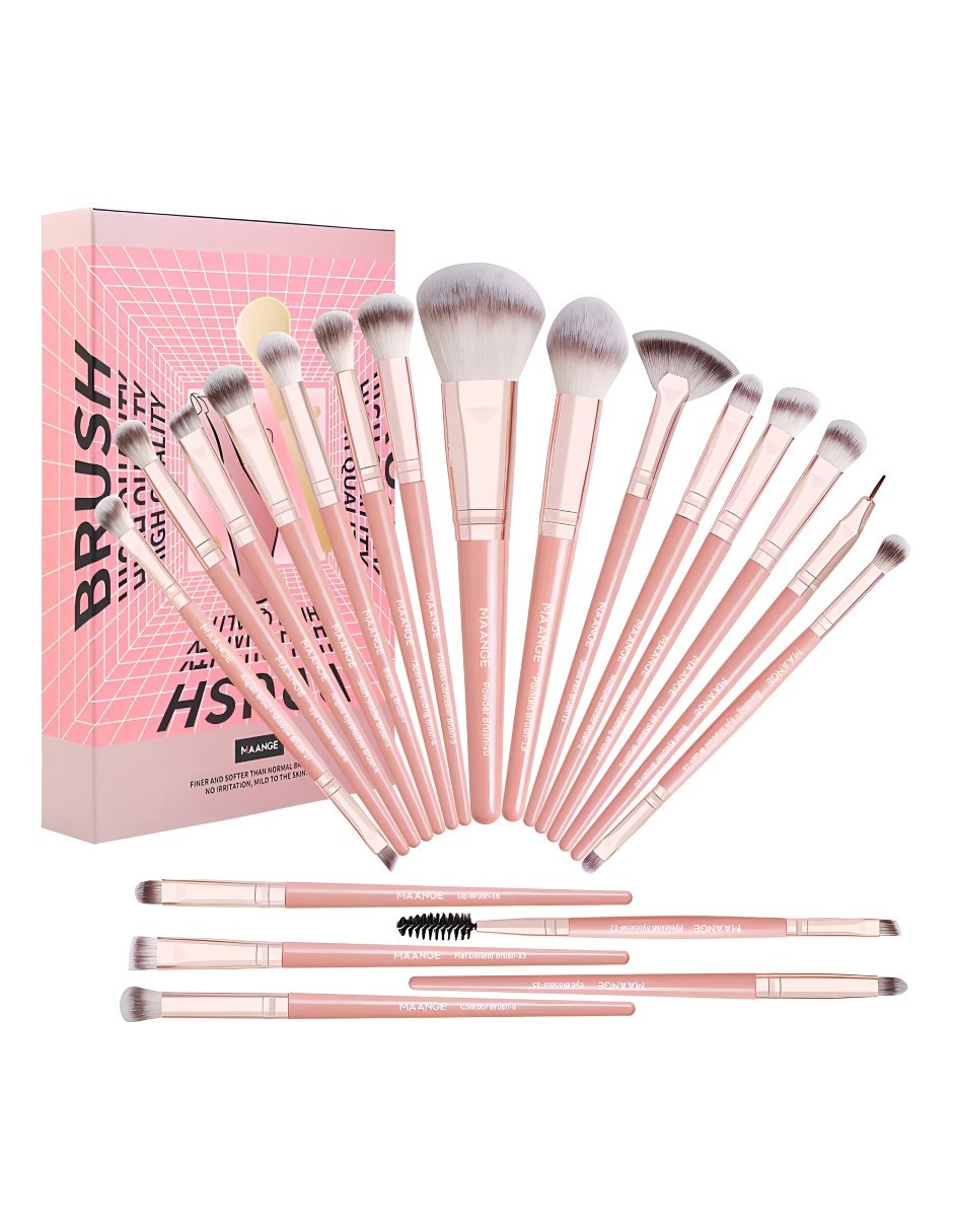 Brochas De Maquillaje Kit 20 Pcs Para Maquillaje Profesional Rosa image number null