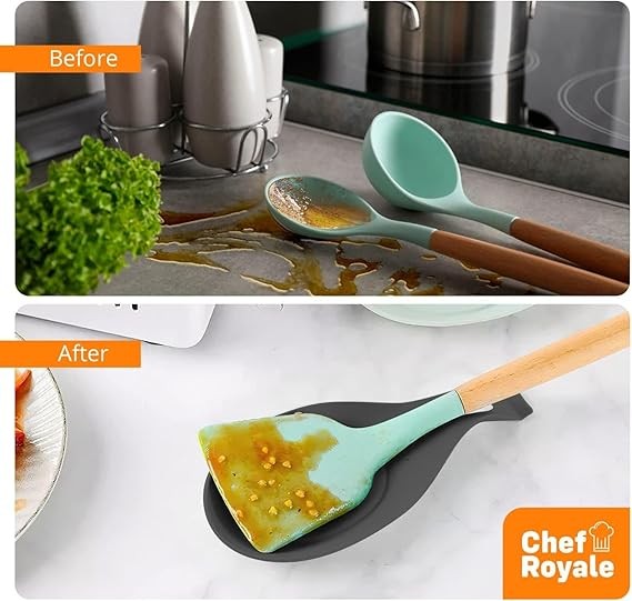 A 3 Piezas Reposabrazos Modernos De Silicona Para Cuchara, Soportes Para Utensilios De Cocina Para Estufa, Material De Calidad Sin BPA, Soporte De Utensilios Para Cucharones, Soporte Para Tapa De Olla. image number null