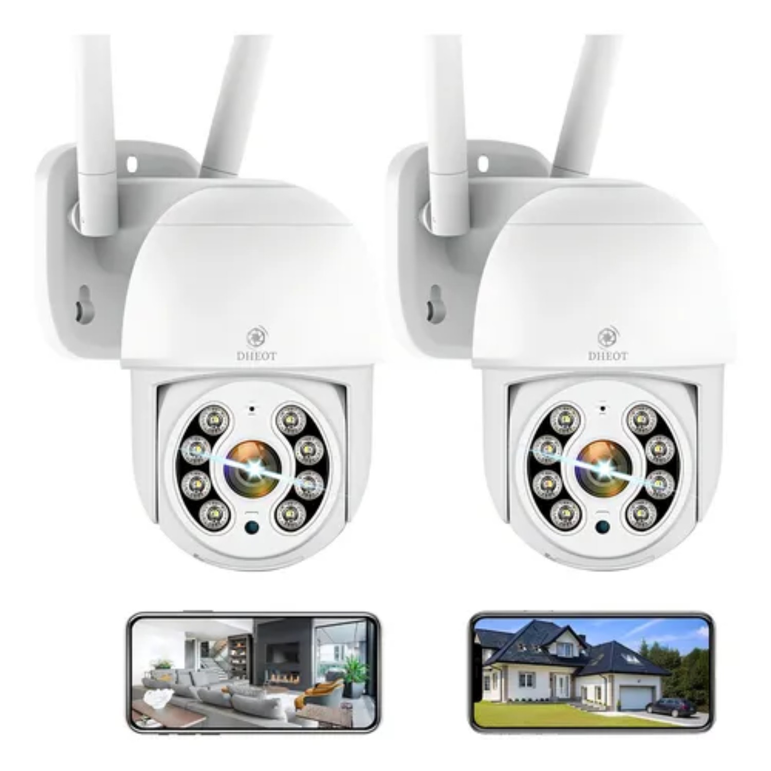 2pcs C&aacute;maras De Seguridad Exterior Wifi Hd Ip Visi&oacute;n Alarma Color Blanco image number null