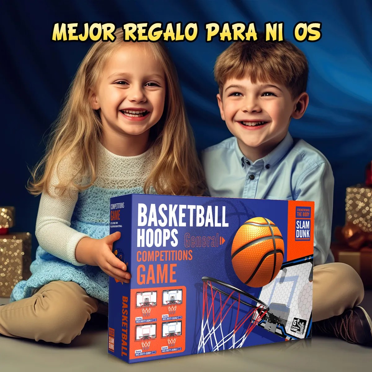 Canasta de Basquetbol Tablero de Baloncesto con Luces Led y 3 Mini Pelotas Color Azul para Ni&ntilde;os image number null