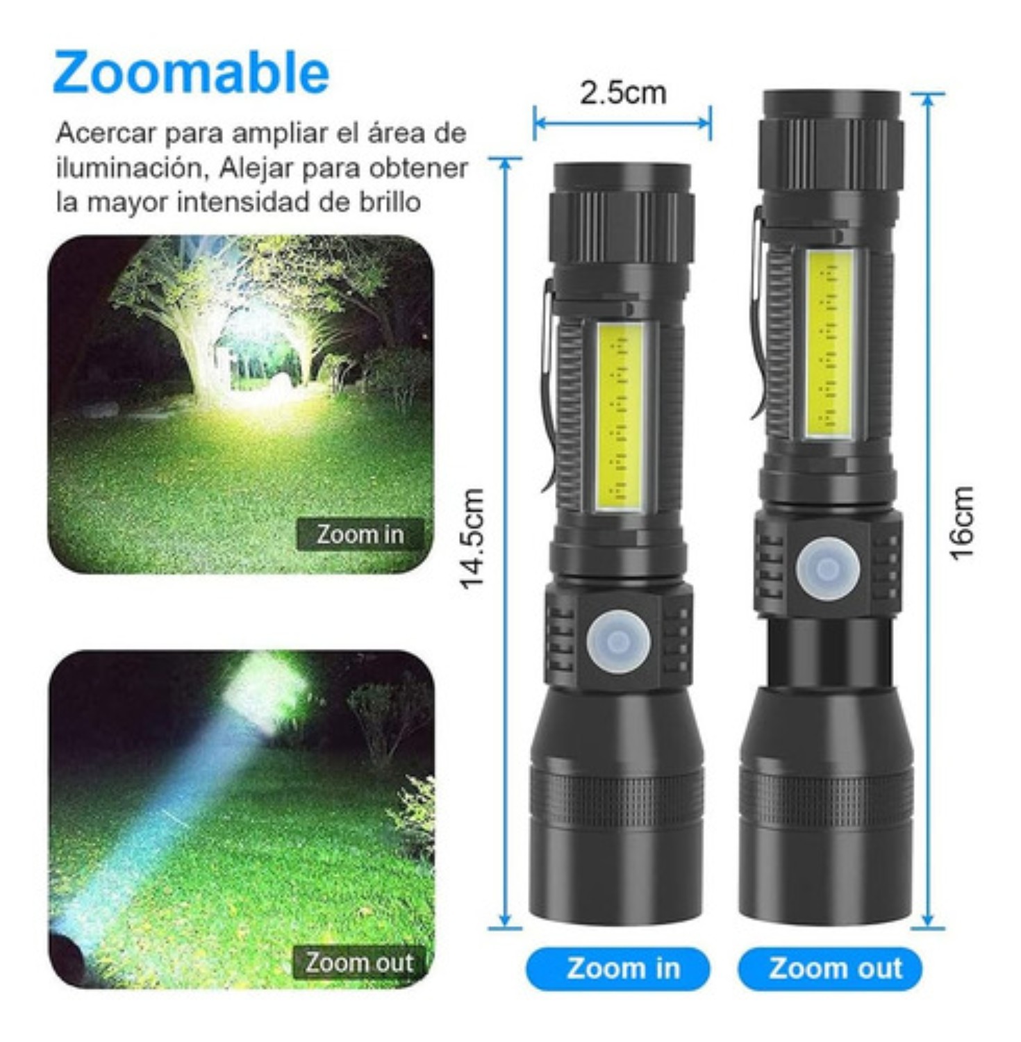 Linterna T&aacute;ctica Uv Recargable 1800lm 7 Modos De Iluminaci&oacute;n Negro image number null