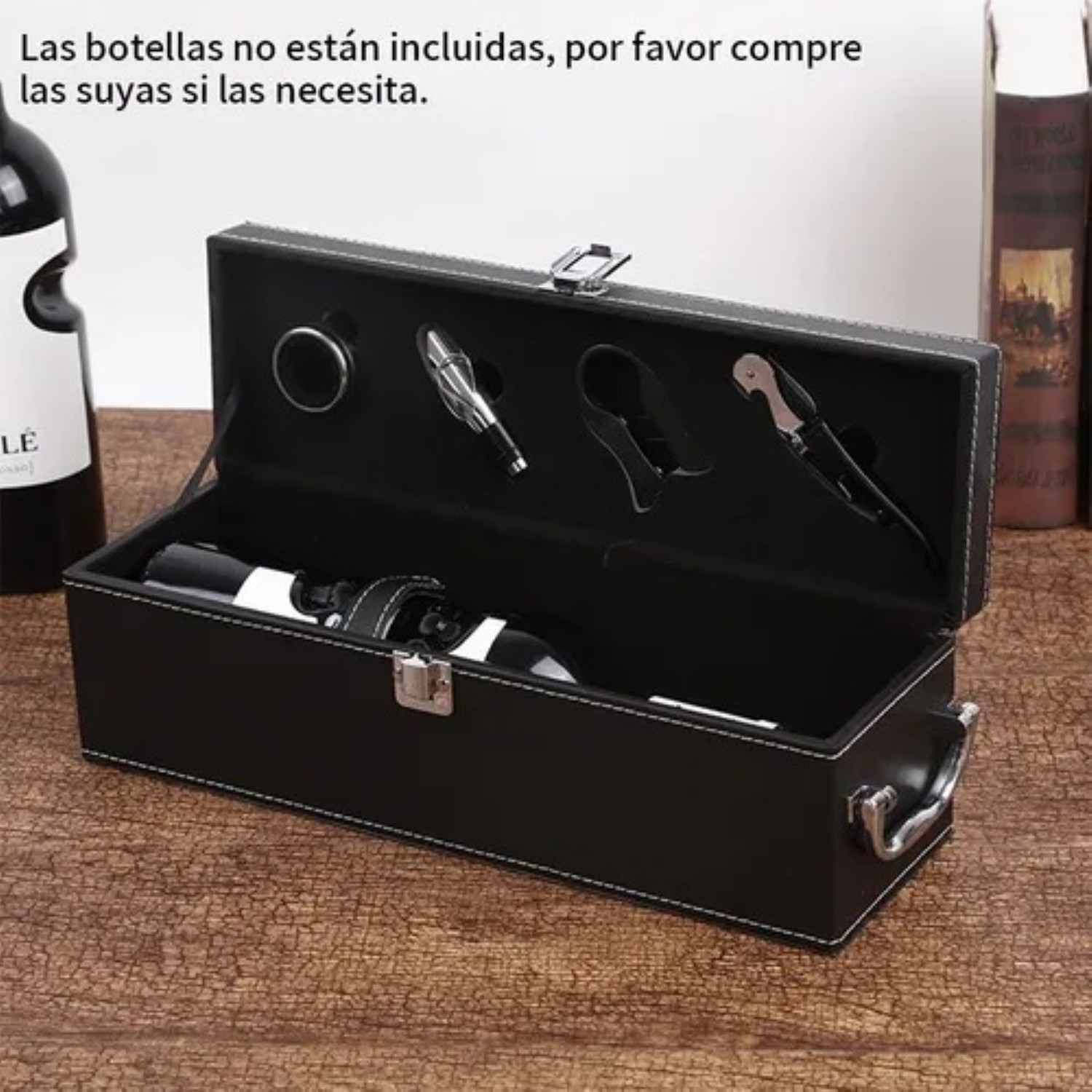 Caja De Regalo Para Un Vino Tinto Con Utensilios De Vino negro image number null