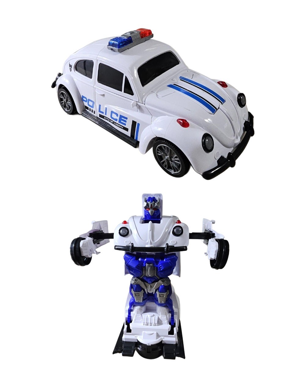 Carro De Pilas Transformable Con Vapor, Luz Y Sonido, Police Vocho image number null