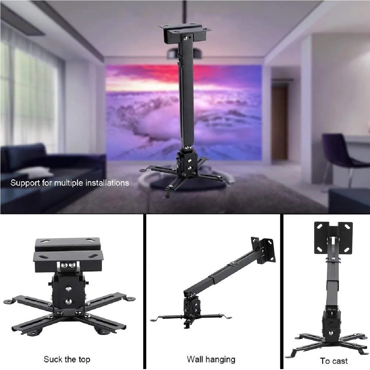 Soporte Proyector Universal Ca&ntilde;&oacute;n Ajustable 15kg Techo Pared image number null