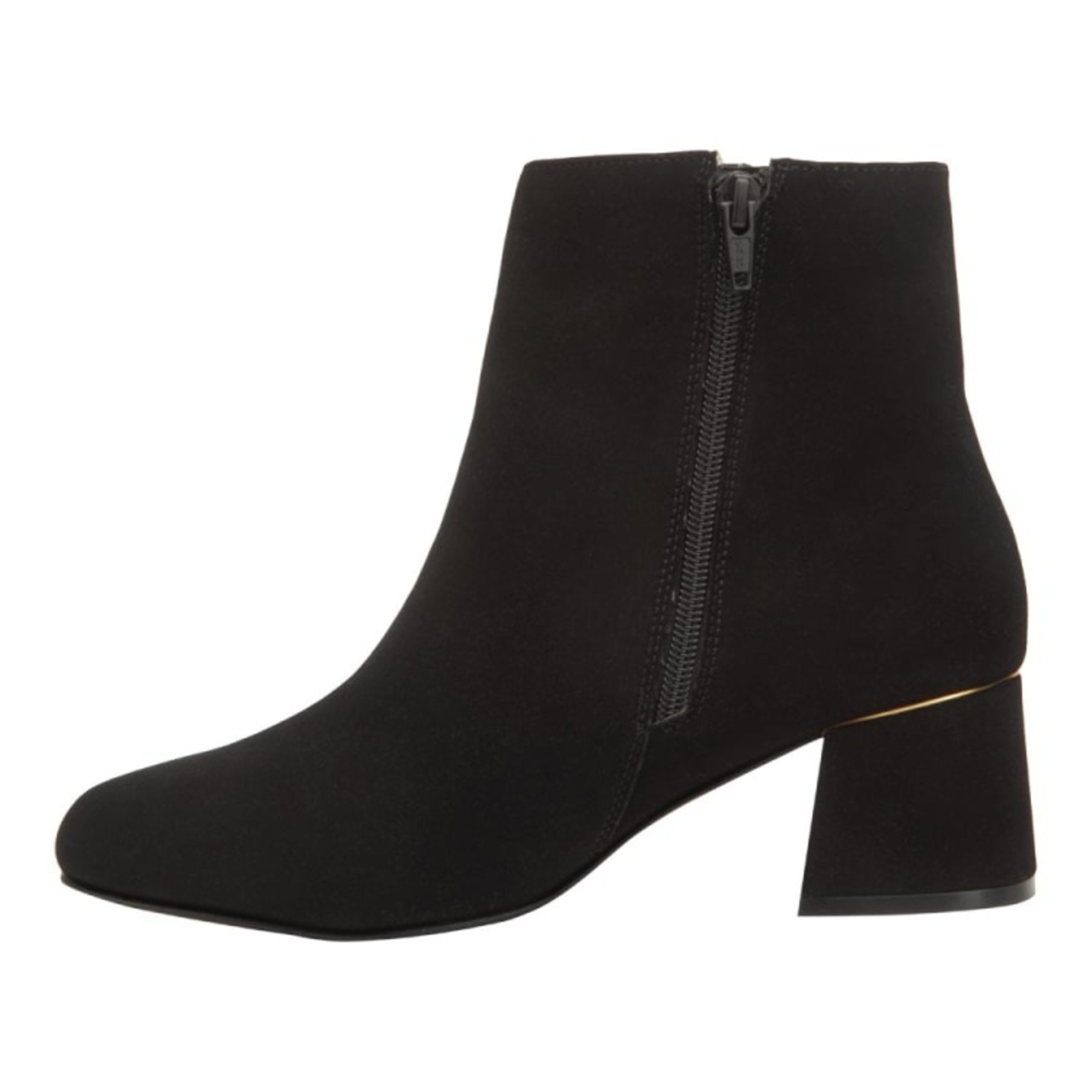 Bota de mujer, corta, de vestir, con tac&oacute;n ancho y bajo, acabado Nobuck, color negro, mod. 1258780 image number null