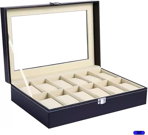 A BLACK MAMUT Caja Organizadora de Relojes para Hombre, Relojero,Tipo Piel, Terciopelo Suave, Acolchonado Estilo Elegante . image number null