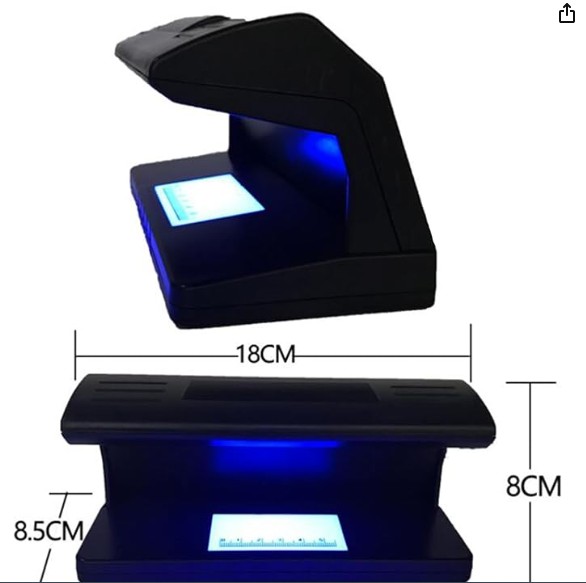 M&aacute;quina de billetes falsos con detector UV de dinero Detector de billetes falsificados para pasaporte, dinero, tarjetas de cr&eacute;dito e identificaciones image number null