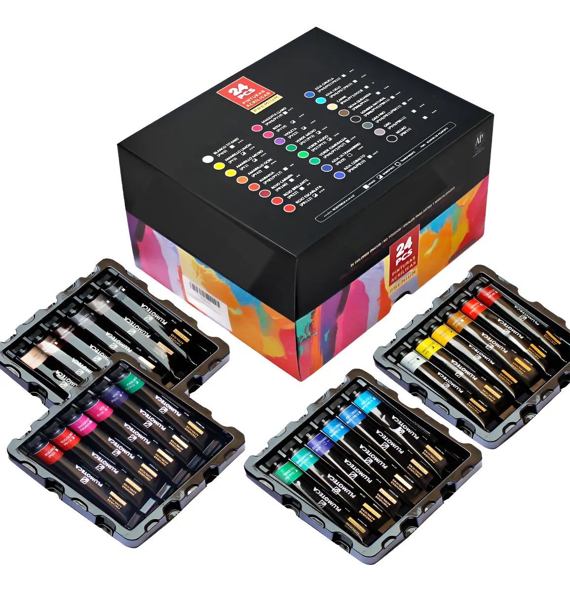 "Pintura Acr&iacute;lica Profesional 24 Colores Con 22ml Plumoteca " image number null