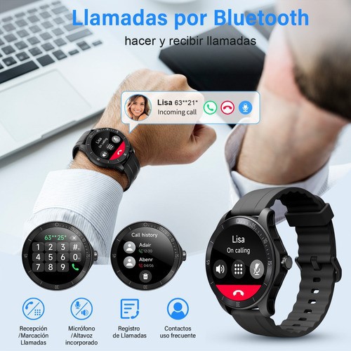 Smartwatch Hombre Reloj Inteligente Bluetooth Llamadas Alexa negro. image number null