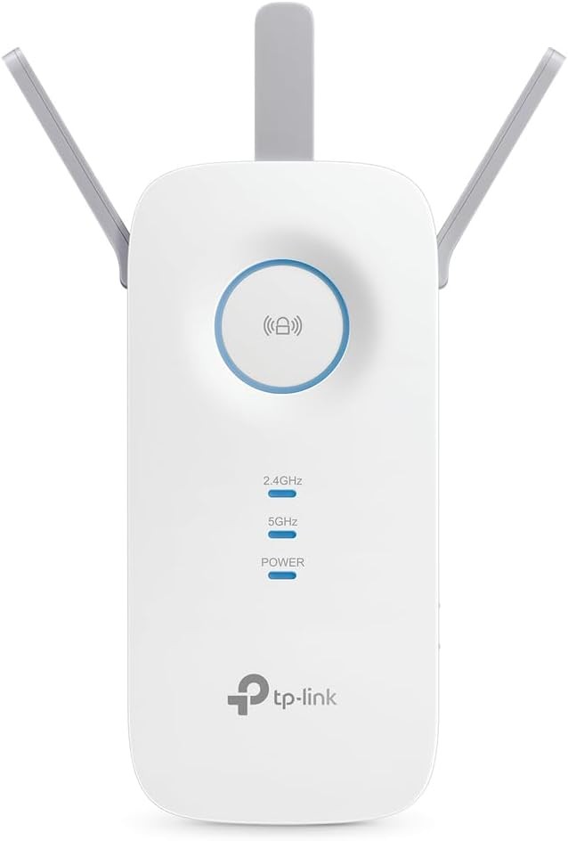 TP-Link RE450 Extensor de Rango de Repetidor WiFi de Banda Dual Universal, 3 Antenas Externas, Puerto Gigabit Ethernet, AC1750, Modo AP Compatible, Blanco. image number null