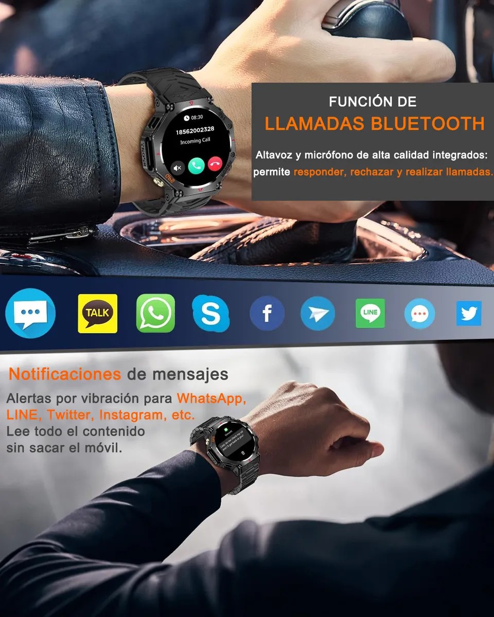 Smartwatch Reloj Inteligente Hombre Gps Llamada Bluetooth Negro Deportivo Siliconas Negro Negro image number null