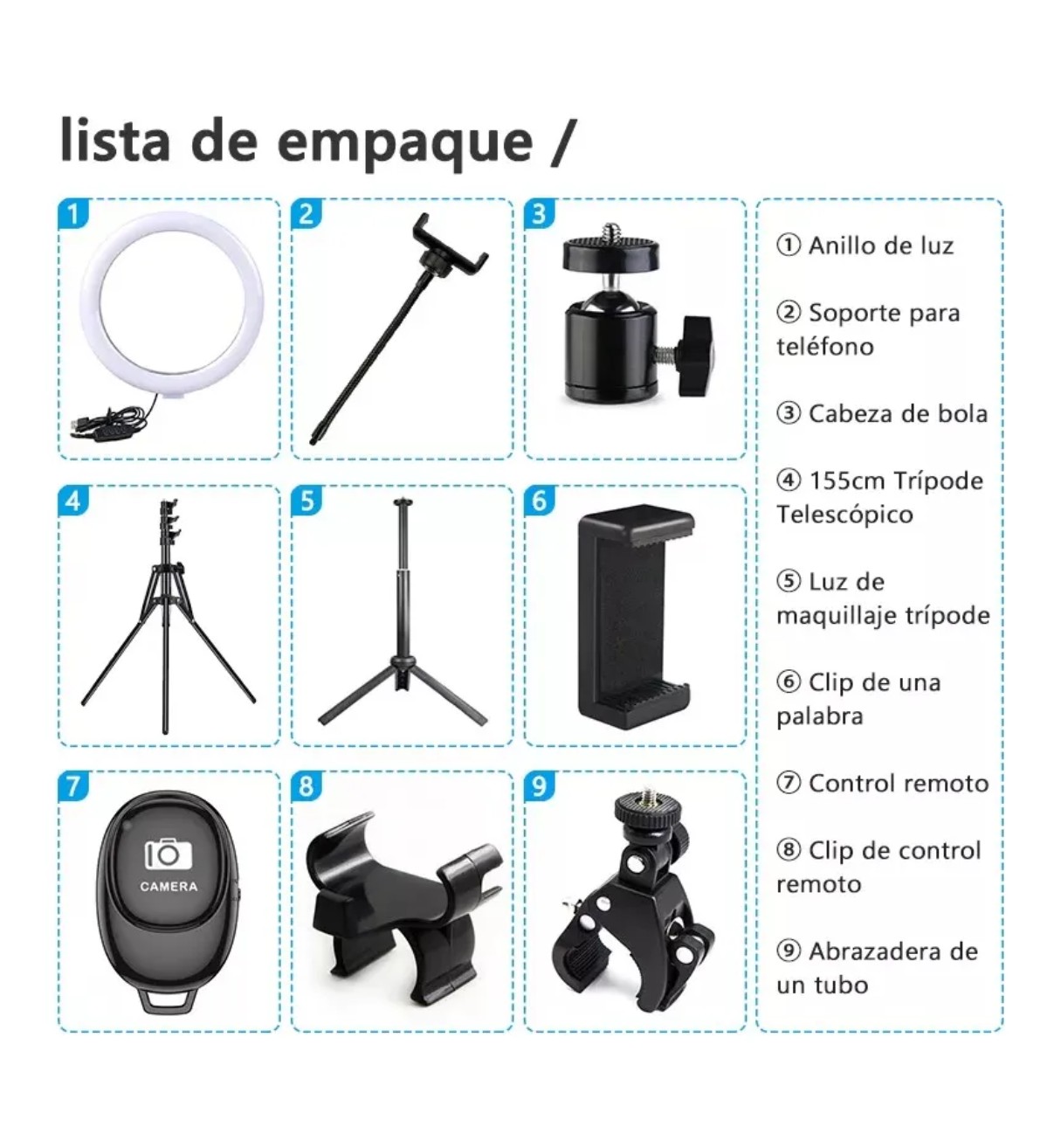 Aro De Luz Axnen Maquillaje Led Con Remoto Malubero Tripie Foto Video Color de la estructura Negro image number null