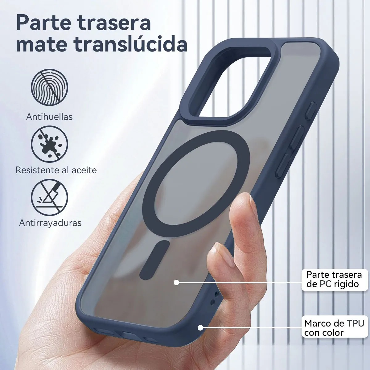Funda Para iPhone 13 Mini+ Cargador Inal&aacute;mbrico 15w + Mica De Vidrio Templado Azul image number null