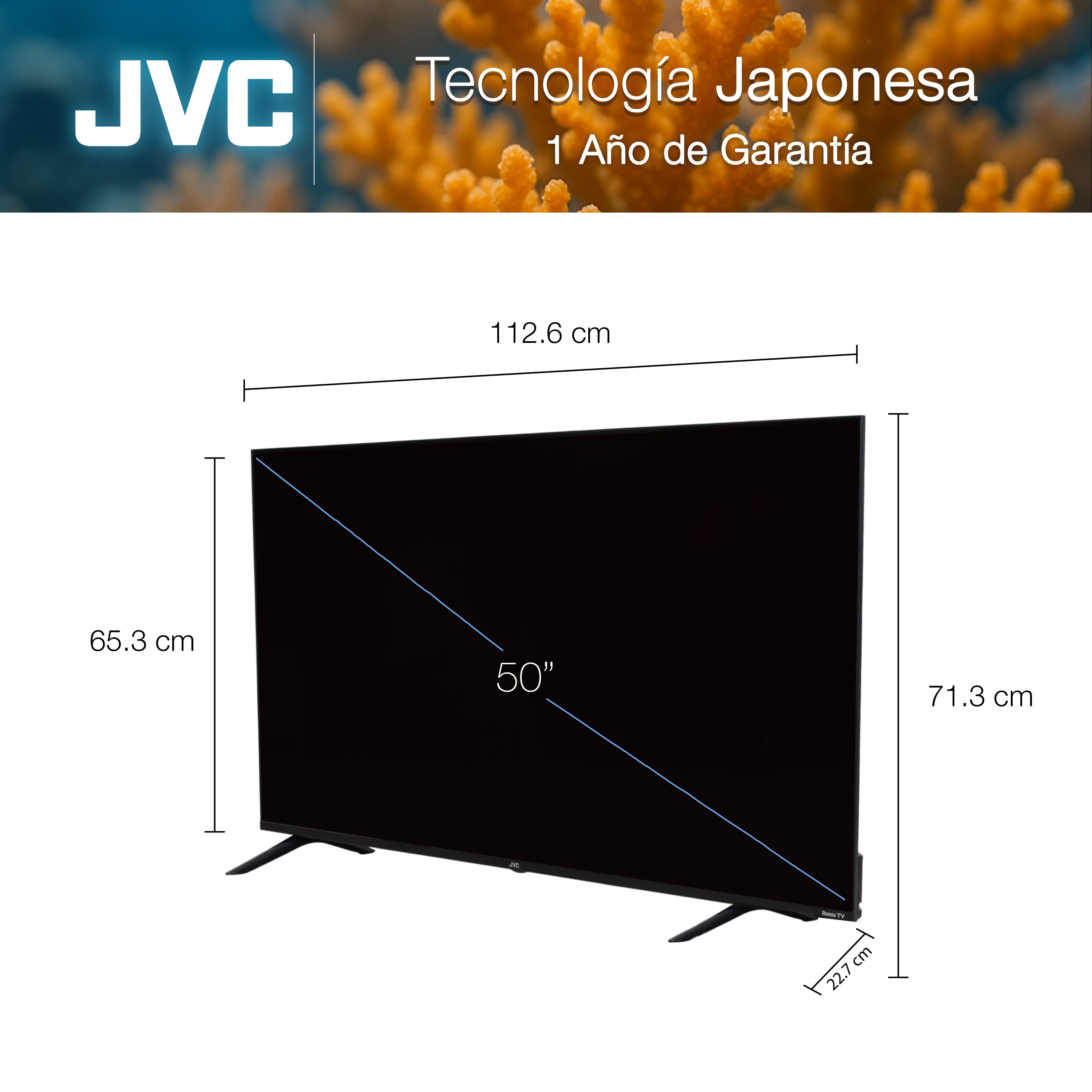 JVC Pantalla Smart TV 50 Pulgadas 4K UHD LED Frameless Roku TV Netflix YouTube Prime Video Modelo SI50URF image number null