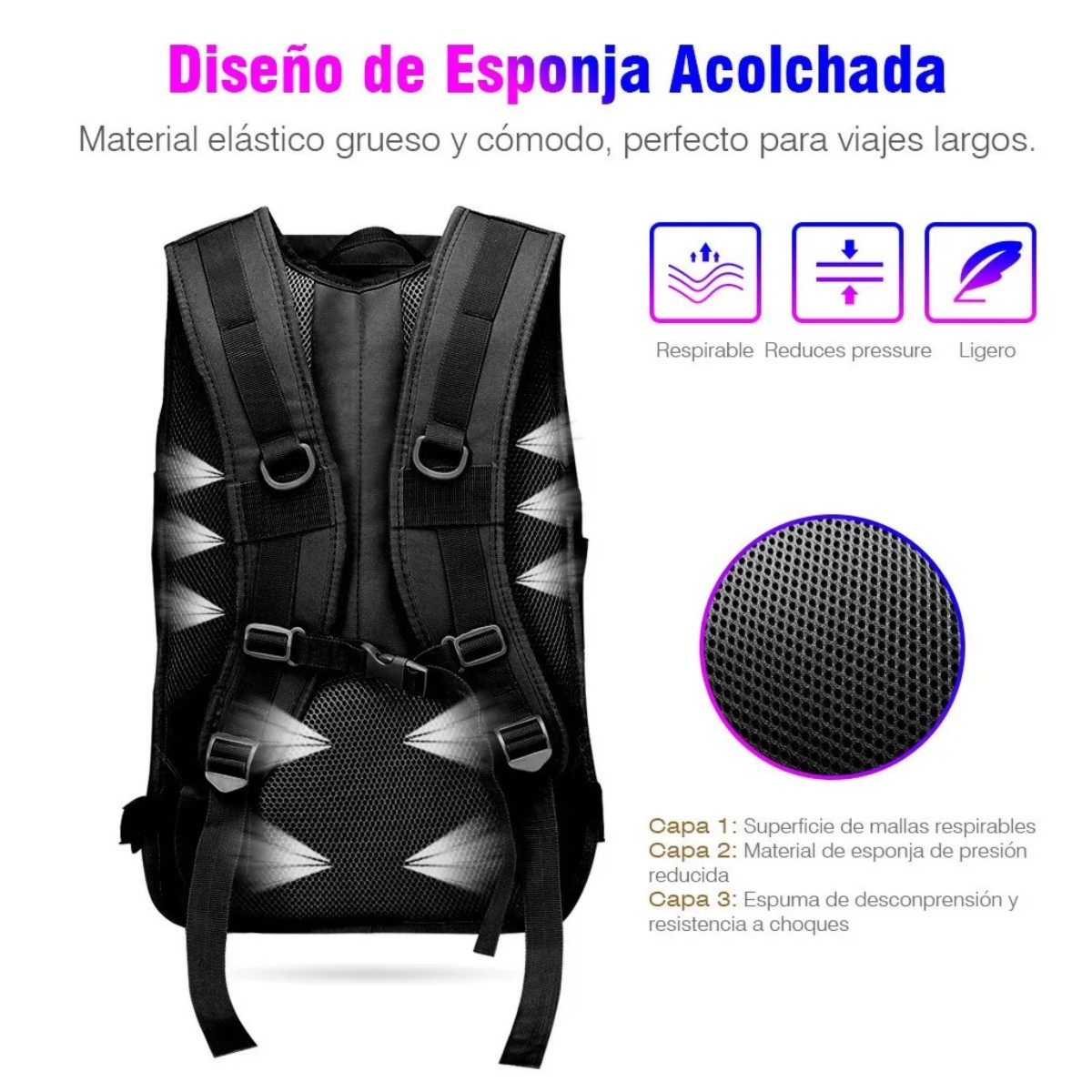Mochila T&aacute;ctica Militar Impermeable Uso Rudo Laptop Campismo, Negro image number null