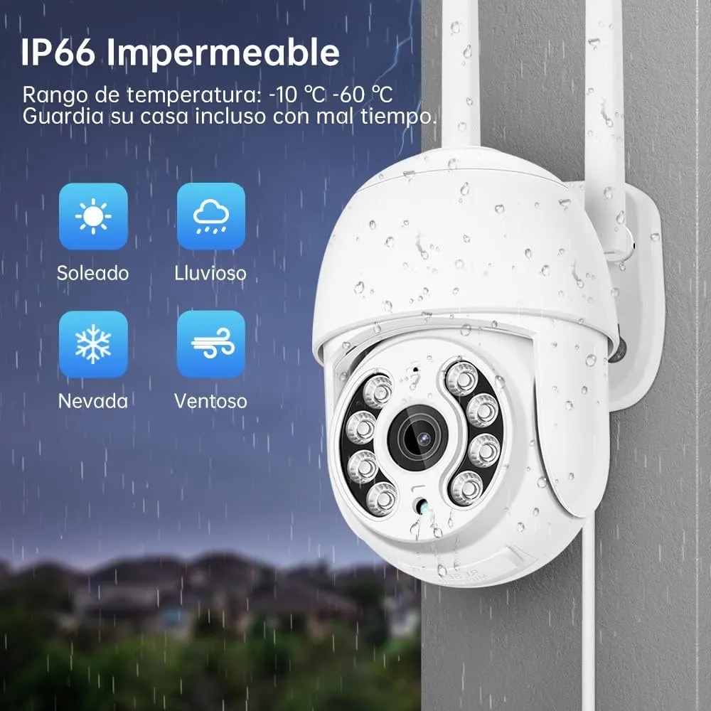 Camara de Seguridad PTZ Wifi para Exteriores Full HD 2MP 1080P 360&ordm; Vision Nocturna Sensor de Movimiento 2 pz image number null