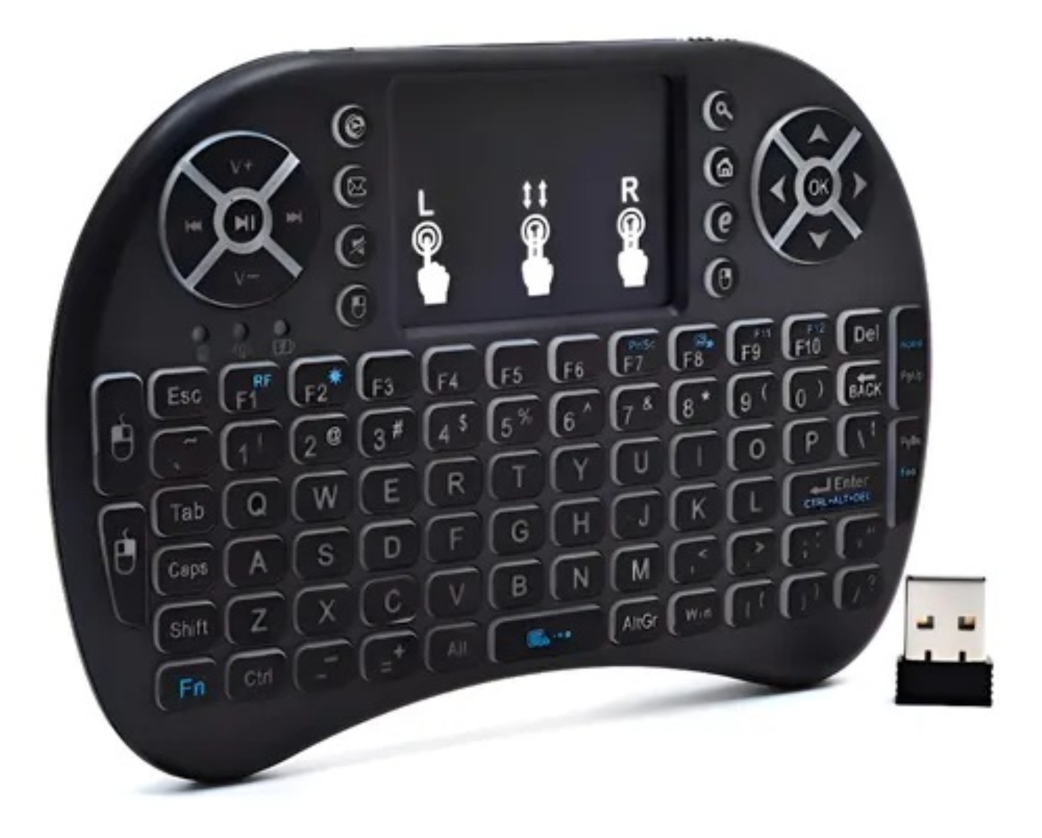 Mini Teclado Inal&aacute;mbrico Touchpad para Celular Tv Pc en espa&ntilde;ol Negro image number null