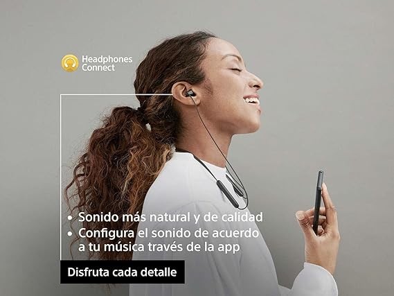 Sony WI-C100 - Aud&iacute;fonos inal&aacute;mbricos intraauriculares con Banda para el Cuello y micr&oacute;fono para Llamadas con Manos Libres, Negro, WIC100/B (Versi&oacute;n Nacional). image number null