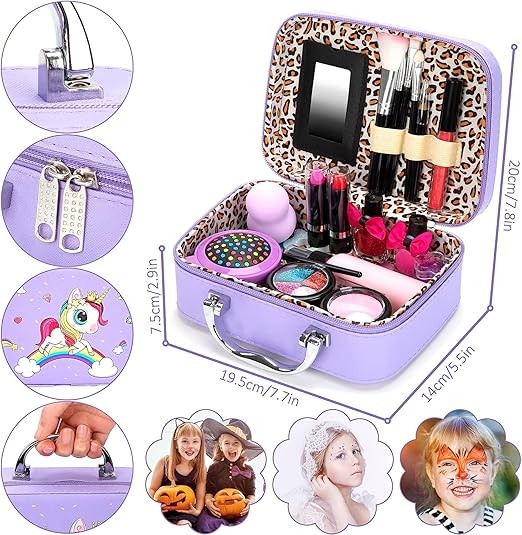 A AEGTVA Maquillaje para Ni&ntilde;as - Kit de Juguetes de Maquillaje Lavables para ni&ntilde;as (Bolso Morado). image number null