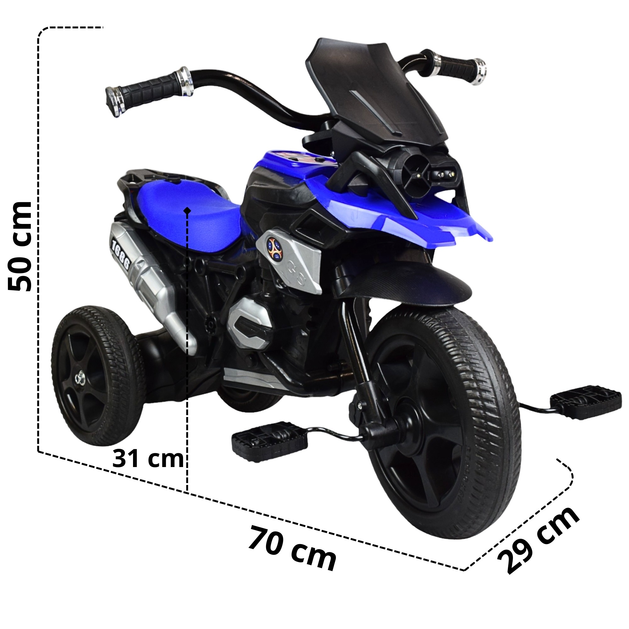 Triciclo para Ni&ntilde;os Dise&ntilde;o de Moto Luz y Sonido 2 a 4 a&ntilde;os - AZUL image number null