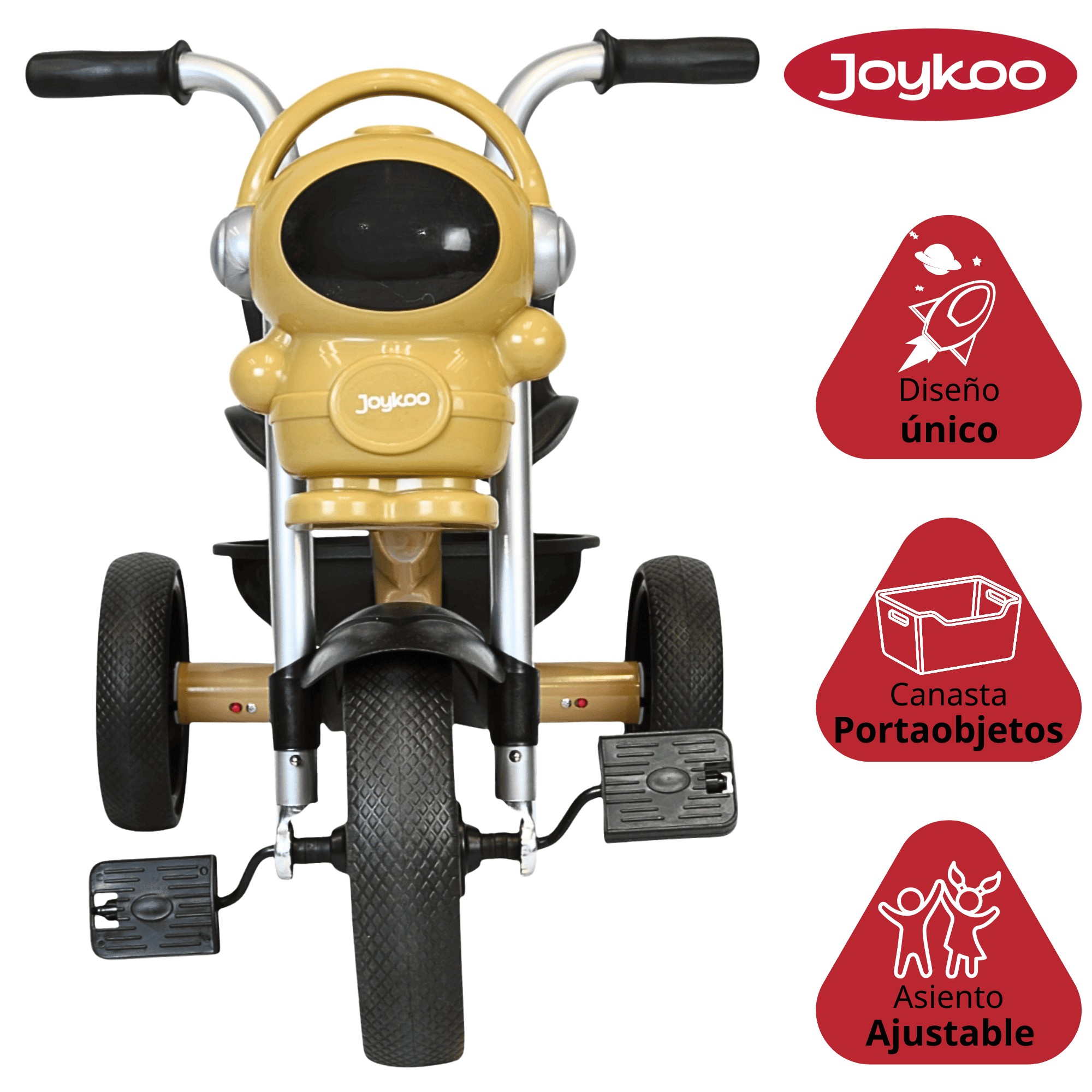 Triciclo para Ni&ntilde;os Astronauta con Luz Sonido Ruedas de Eva Canasta Trasera a partir de 2 A&ntilde;os Soporta 20 kg - Dorado image number null